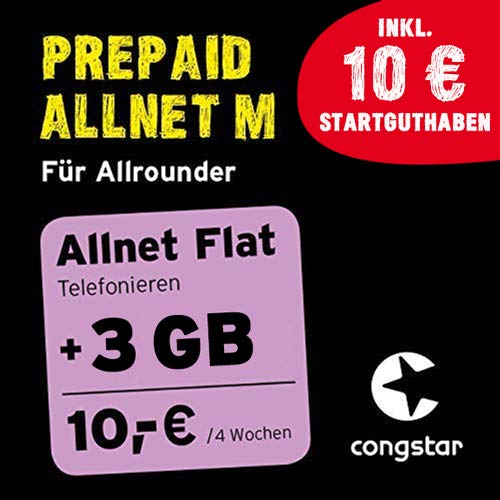 congstar Prepaid Allnet M Paket Micro Nano Das Prepaid Paket fÃ¼r Allrounder in guter D Netz QualitÃ¤t