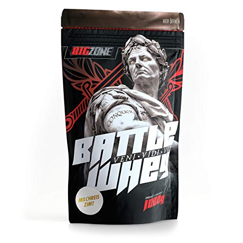 Big Zone BATTLE WHEY Whey Protein Concentrate Eiweiss Lecker Qualität Made in Germany 1000g 1KG Pulver Milchreis Zimt