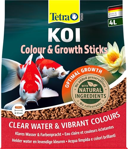 Tetra Pond Koi Sticks Colour Growth - Koi-Futter für natürliche Farbenpracht gesundes Wachstum von größeren Koi-Fischen 4 L Beutel