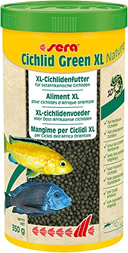 sera Cichlid Green XL Nature 1000 ml 350 g - Hauptfutter mit 10 % Spirulina für größere herbivore Cichliden Futter für Malawi