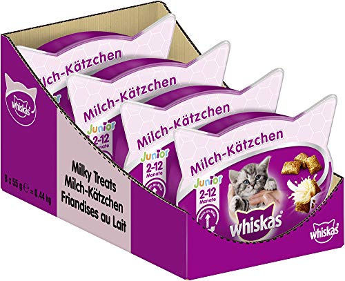 Whiskas Junior Milchkätzchen Katzensnacks junge Katzen 8 Packungen 8x 55 g