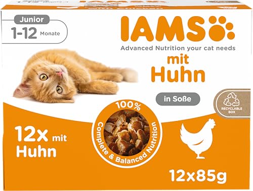  Delights Kitten Nassfutter   Multipack Katzenfutter mit Huhn in Sauce hochwertiges Futter für Junior Kätzchen von 1 Monate 12x 85g