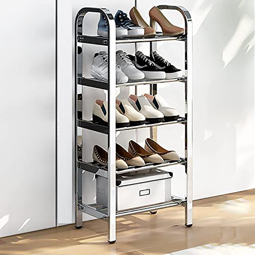 Edelstahl-Schuhregal mehrschichtiger tragbarer Aufbewahrungs-Schuhschrank schmaler Metall-Finishing-Rack verwendet in Wohnzimmer Schlafzimmer Dachboden Korridor Küche Garten Arbeitszimmer Balkon