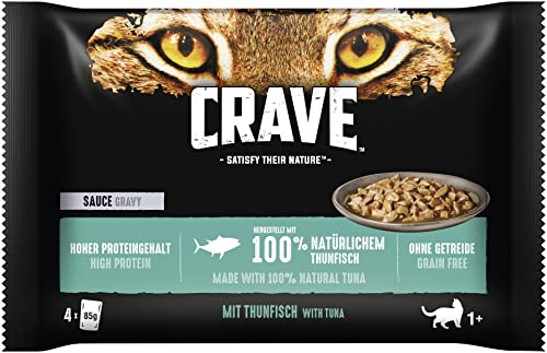 CRAVE Katze Portionsbeutel Multipack Sauce mit Thunfisch 4x85g