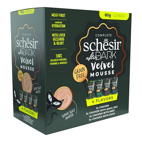 Schesir After Dark Variety Pack in Mousse Nassfutter für Katzen Bustine12 x 80g