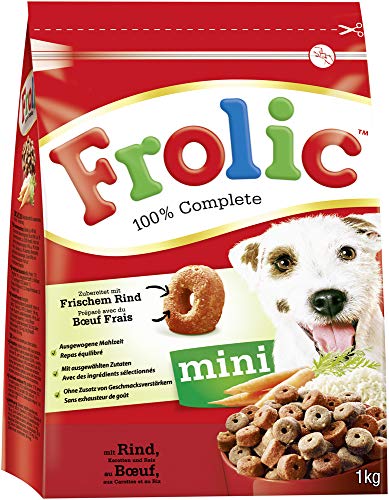 Frolic Hundefutter Trockenfutter für kleine Hunde mit Rind Karotten und Getreide 6 Beutel 6 x 1kg