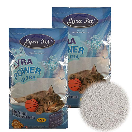 Lyra Pet 30 Liter Lyra Power Ultra Excellent Katzenstreu Cat Babypuderduft Klumpstreu Pet