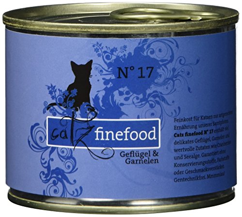 catz finefood N 17 Geflügel Garnele Feinkost Katzenfutter nass verfeinert mit Karotte Cranberry 6 x 200g Dosen