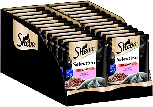 Sheba Katzennassfutter Selection in Sauce 24 Portionsbeutel 24x85g Katzenfutter nass mit Lachs MSC zertifiziert