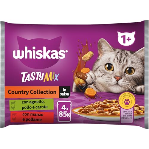 Whiskas Tasty Mix Nassfutter für Katzen Erwachsene Kollektion Country in Sauce 13 x 4 x 85 g Beutel