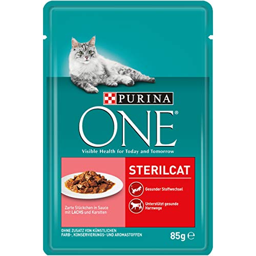 ONE STERILCAT zarte Stückchen in Sauce für sterilisierte Katzen Lachs 24er 24x