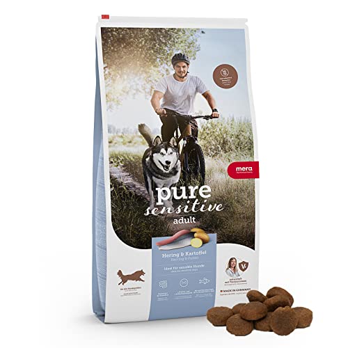 MERA pure sensitive Fresh Meat Hering Kartoffeln Hundefutter trocken mit viel frischem Fleisch gesundes Trockenfutter getreidefrei für ausgewachsene Hunde 12 5 kg