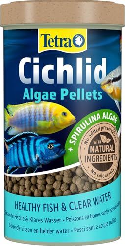 Tetra Cichlid Algae Pellets - Fischfutter mit Spirulina Algen für die besonderen Ernährungsbedürfnisse von alles- und pflanzenfressenden Cichliden 500 ml Dose