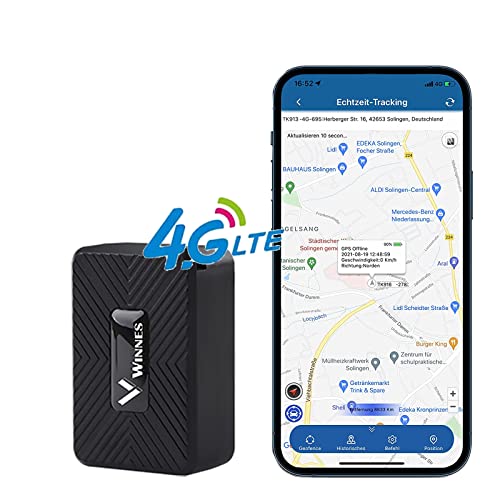 Mini 4G GPS Tracker Magnet Realtime Mini GPS Locator Peilsender Auto mit SMS app Web Online Ortung Portable Location Tracker 1500mAh Akku Geo-Fence Alarm Kostenlose App für Kinder Motorrad Auto