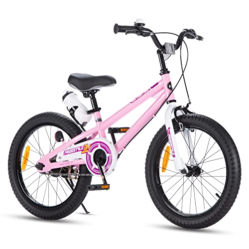 RoyalBaby Freestyle Kinderfahrrad Jungen Mädchen mit Stützräder Fahrrad 14 Zoll Rosa