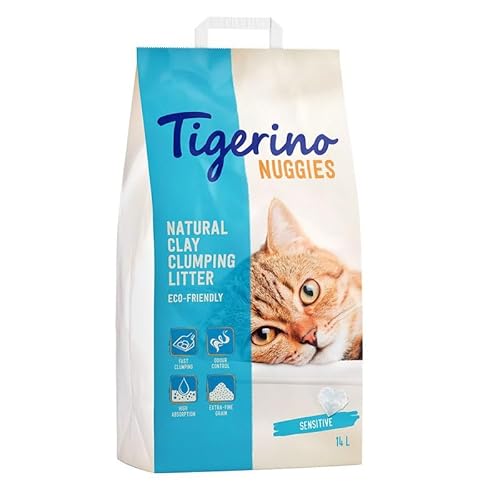 Tigerino   Nuggies 14L Sensitive parfümfrei Katzenstreu aus umweltfreundlich abgebautem Bentonit sehr saugfähig und verhindert unangenehme Gerüche Made in Germany