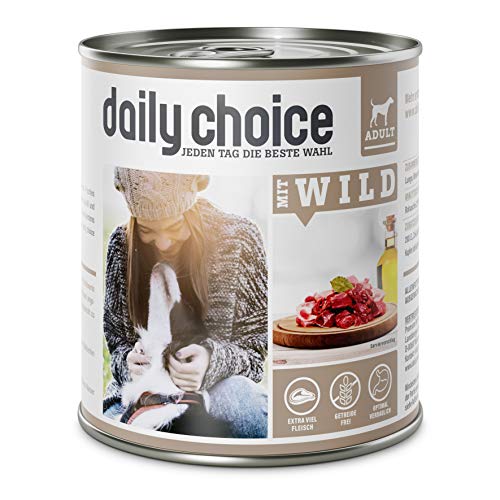 daily choice   12x 800g   Nassfutter für Hunde   getreidefrei   Wild   70% Frischfleisch  Innereienanteil Optimale Verträglichkeit