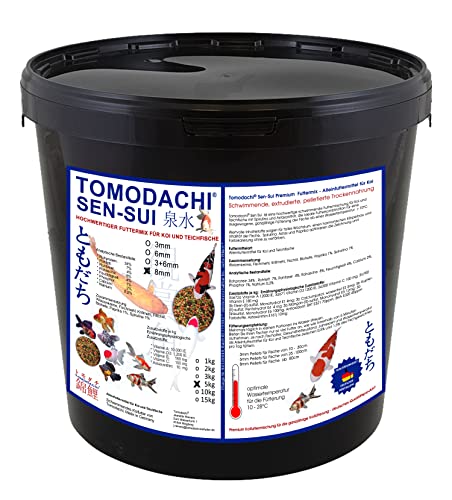 Koifutter Mix für Jumbo Koi Schwimmfutter 8mm 4farbige Koifuttermischung farbverstärkender Koimix Spirulina Astax große Fische 8mm 5kg Eimer