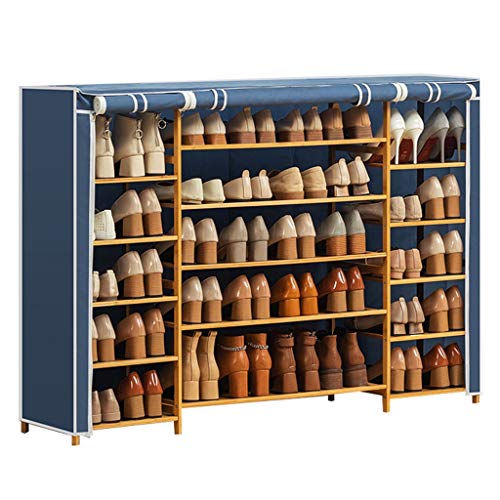 Yyqx Schuhhalter Schuhregal Schuhablage Organizer Cabinet Tower mit Oxford-Stoffbezug Schuhständer Color Blue