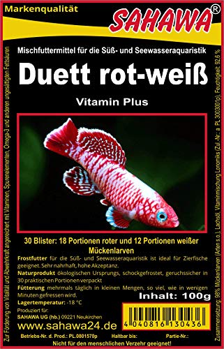 SAHAWA Frostfutter 10 X 100g Blister Duett rote und weiße Mückenlarven Fischfutter