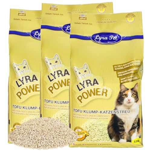 Lyra Pet 7 5 kg Tofu Katzenstreu Parfümfreie Klumpstreu 300% Saugkraft Umweltfreundliches Naturprodukt aus Erbsenprotein Auch für empfindliche Katzen Staubfrei für eine saubere Wohnung