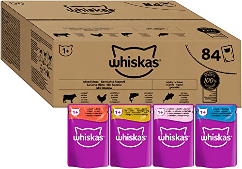 Whiskas Adult 1 Katzennassfutter Gemischte Auswahl 84 Portionsbeutel 84x85g 1 Großpackung Hochwertiges ausgewachsene