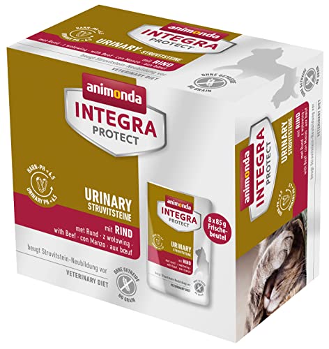 INTEGRA PROTECT Katzenfutter nass Urinary Struvitstein mit Rind 8 x 85g vom Tierarzt empfohlen bei Harnsteinen mit Veterinären entwickeltes Ergänzungsfutter für erwachsene Katzen von animonda