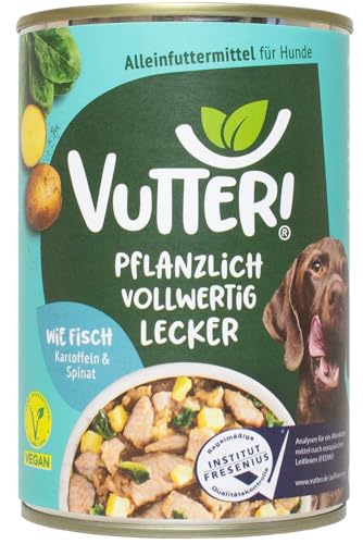 Vutter Wie Fisch - 400 g - pflanzliches Alleinfutter für Hunde - Nassfutter