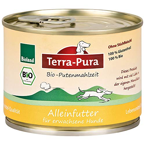 TERRA PURA Tiernahrung Bio Putenmahlzeit Nassfutter für Katzen Dosen 200 g x 24