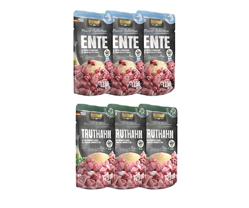 Belcando Frischebeutel Nassfutter Multi Bundle Sparpaket Verschiedene Sorten 6x125g 125g 3X Ente 3X Truthahn