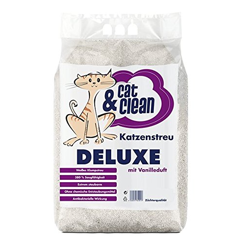 Cat Clean Katzenstreu Der Extraklasse Klumpendes Einstreu Extrem Saugfähig Naturprodukt Aus Bentonit 30Kg Deluxe Vanille