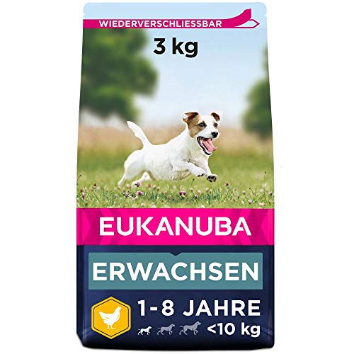 Spende - Eukanuba Hundefutter mit frischem Huhn für kleine Rassen Premium Trockenfutter für ausgewachsene Hunde 3 kg