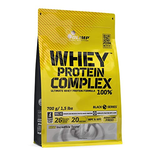 OLIMP SPORT NUTRITION- Whey Protein Complex 100%. Hochwertiges Protein Pulver aus einer Eiweißkombination von Molkeneiweißkonzentrat und Molkeneiweißisolat für den Muskelaufbau. Geschmack Vanille 700 g