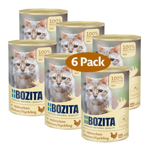 Bozita Pat Nassfutter für Katzen mit Hühnchen 6x400 g Dose - feine Pastete