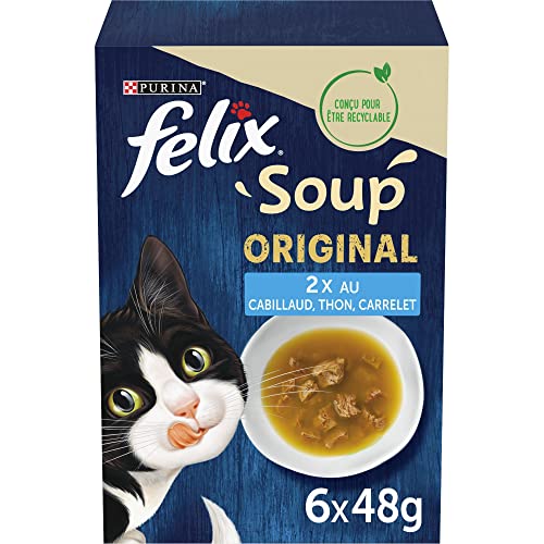 FELIX Original Suppe Katze Erwachsene Fischauswahl 48 Stück 6 x 48 g 2 3 kg Suppe im Beutel