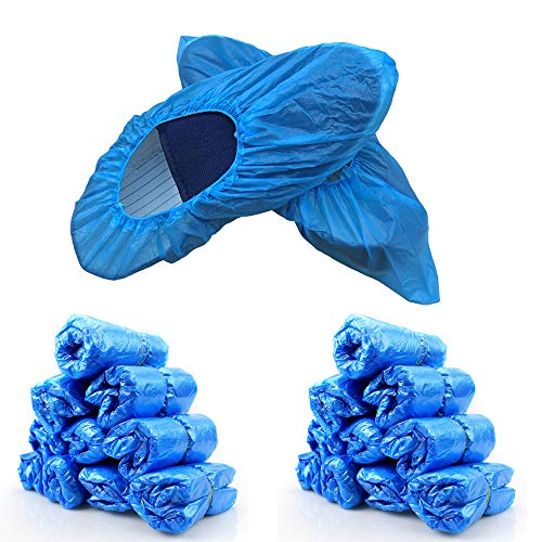  rutschfest Überschuhe Wasserdicht Überziehschuhe Plastik Überzieher für Schuhe 100 Stücke   Blau DE