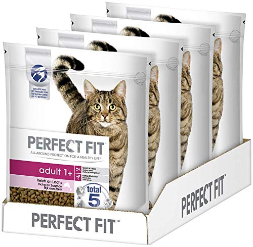 Perfect Fit Adult 1 Trockenfutter für erwachsene Katzen ab 1 Jahr Reich an Lachs Unterstützt die Vitalität 4 x 1.4 kg