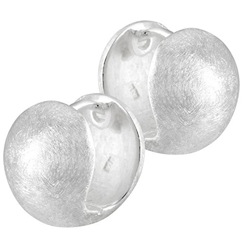 Vinani Klapp-Creolen Kugel groß gebürstet Sterling Silber 925 Ohrringe CKG