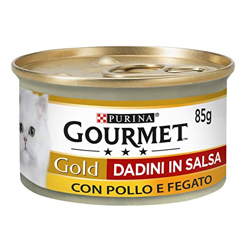 Purina Gourmet Gold Würfel aus Sauce Feuchtigkeit Katze mit Huhn und Leber 24 Dosen 85 g 85g 24er Pack