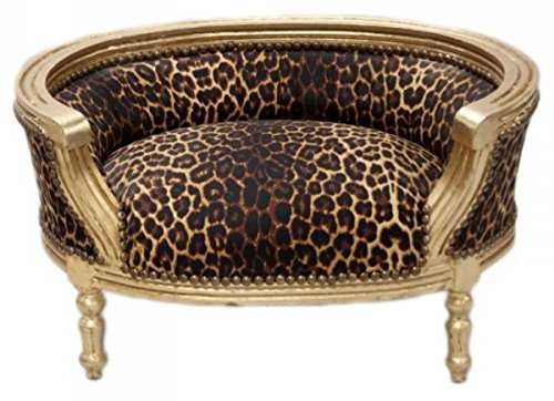 Casa Padrino Barock Hunde Katzen Sofa Leopard Gold Hundebett Katzenbett