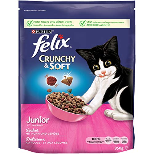  Crunchy Soft Junior Kittenfutter trocken Huhn und Gemüse 4er 4x 950g
