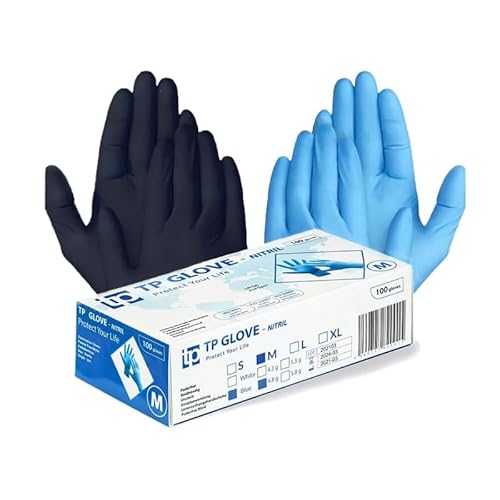 Gedikum 100x Nitrilhandschuhe Box Einweghandschuhe Einmalhandschuhe Untersuchungshandschuhe puderfrei ohne Latex unsteril latexfrei disposible gloves Blau Schwarz Gr. S-XL Blau M