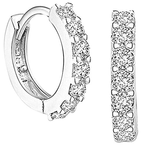 Damen Creolen Ohrstecker 925 Sterling Silber Creolen Schlicht Design Ohrringe Retro Ohrringe Innen Außen Zirkonia Creolen Sind Stilvoll Und Elegant Weiß