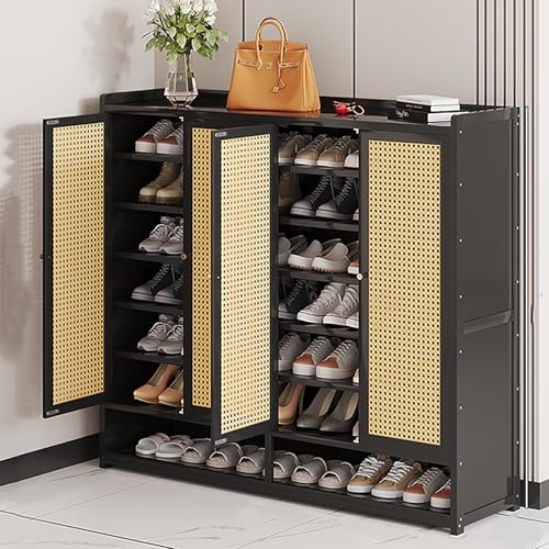 Großer Bambus-Schuhschrank mit verstellbarem verstecktem Schuhregal freistehender Organizer für den Eingangsbereich 120 x 32 x 106 7 cm