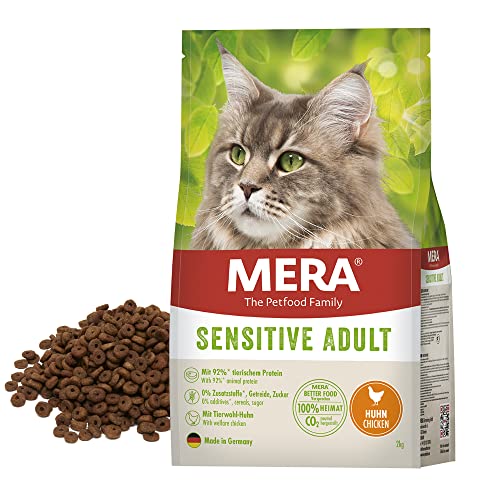 MERA Cats Sensitive Adult Huhn Premium Trockenfutter für Katzen getreidefrei und nachhaltig mit hohem Fleischanteil 2 kg