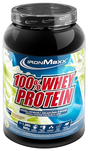 IronMaxx 100% Whey Protein Pulver - Pistazie Kokos 900g Dose zuckerreduziertes wasserlösliches Eiweißpulver aus Molkenprotein viele verschiedene Geschmacksrichtungen