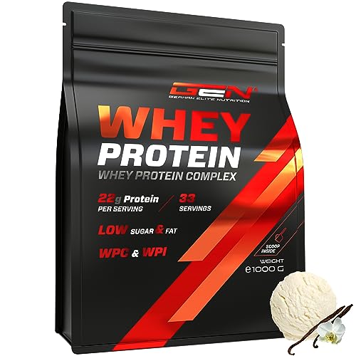 Whey Protein Komplex - 1000 g Vanille Ice Cream - Mit Isolate Anteil - Instant lösliches Eiweiss Protein Pulver mit BCAA EAA - German Elite Nutrition
