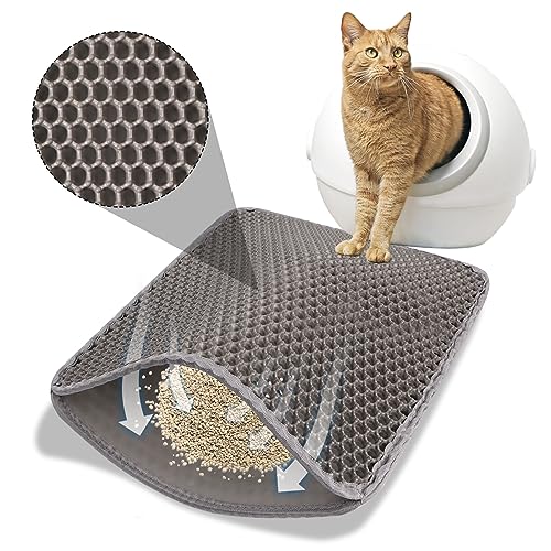 Katzenstreu Tray Matte Katzenmatte 30 x 45 cm faltbare Doppelschicht wasserdicht mit Wabenmuster schützt Boden und Teppich