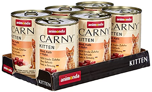 animonda Carny Kitten Katzenfutter Nassfutter Katzen bis 1 Jahr Rind Kalb Huhn 6 x 400 g
