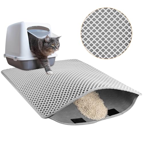 Katzenklo Matte 46 60cm Wasserdichte Doppelte Matte Katzenklo Faltbar Katzenmatte Katzenklo Katzenstreu Matte Katzenklo Vorleger Matte Katzentoilette Cat Litter Mat Katzenstreu Unterlege Grau